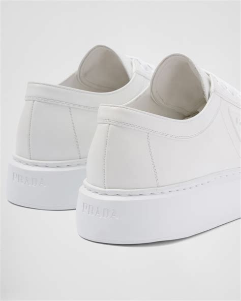 prada soft calf leather sneakers|White Soft Calf leather sneakers .